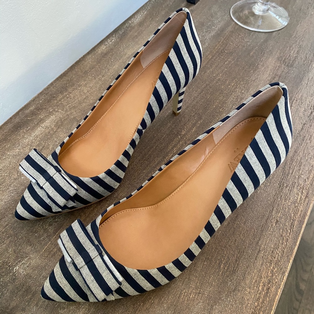 NEW J. Crew Striped Bow Heels Size 11